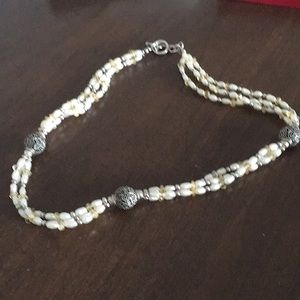 Bead and silver necklace